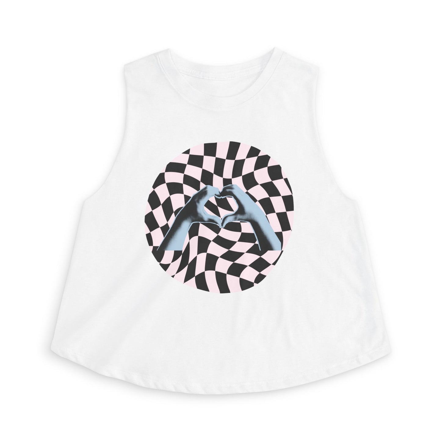 Heart Hands Retro Checkerboard- Crop Top