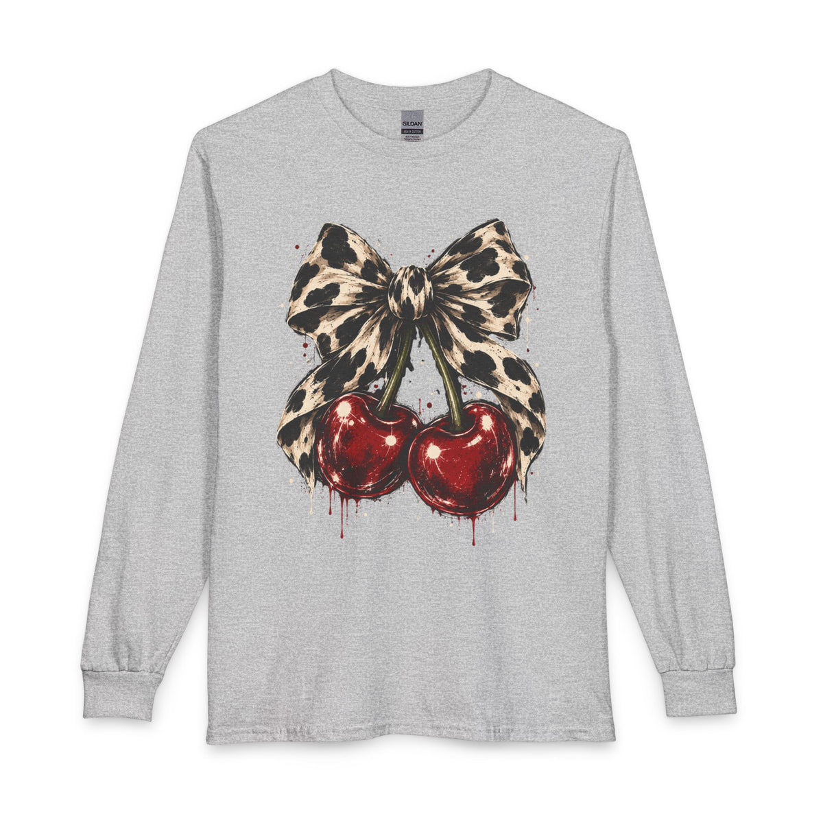 Cherry Bow // Leopard Print Long Sleeve