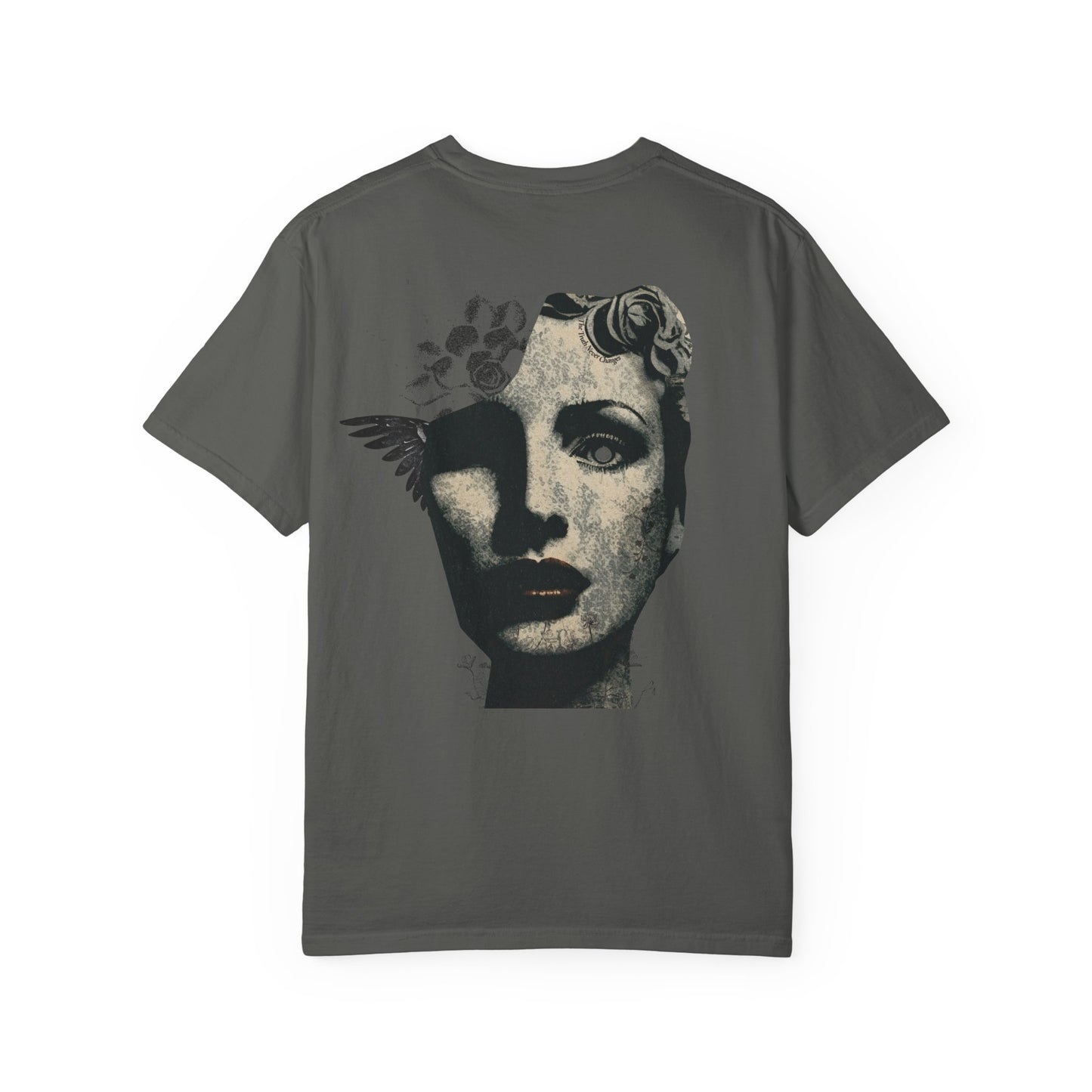 Observe Artistic Face Graphic T‑Shirt — Vintage Surreal Portrait Tee