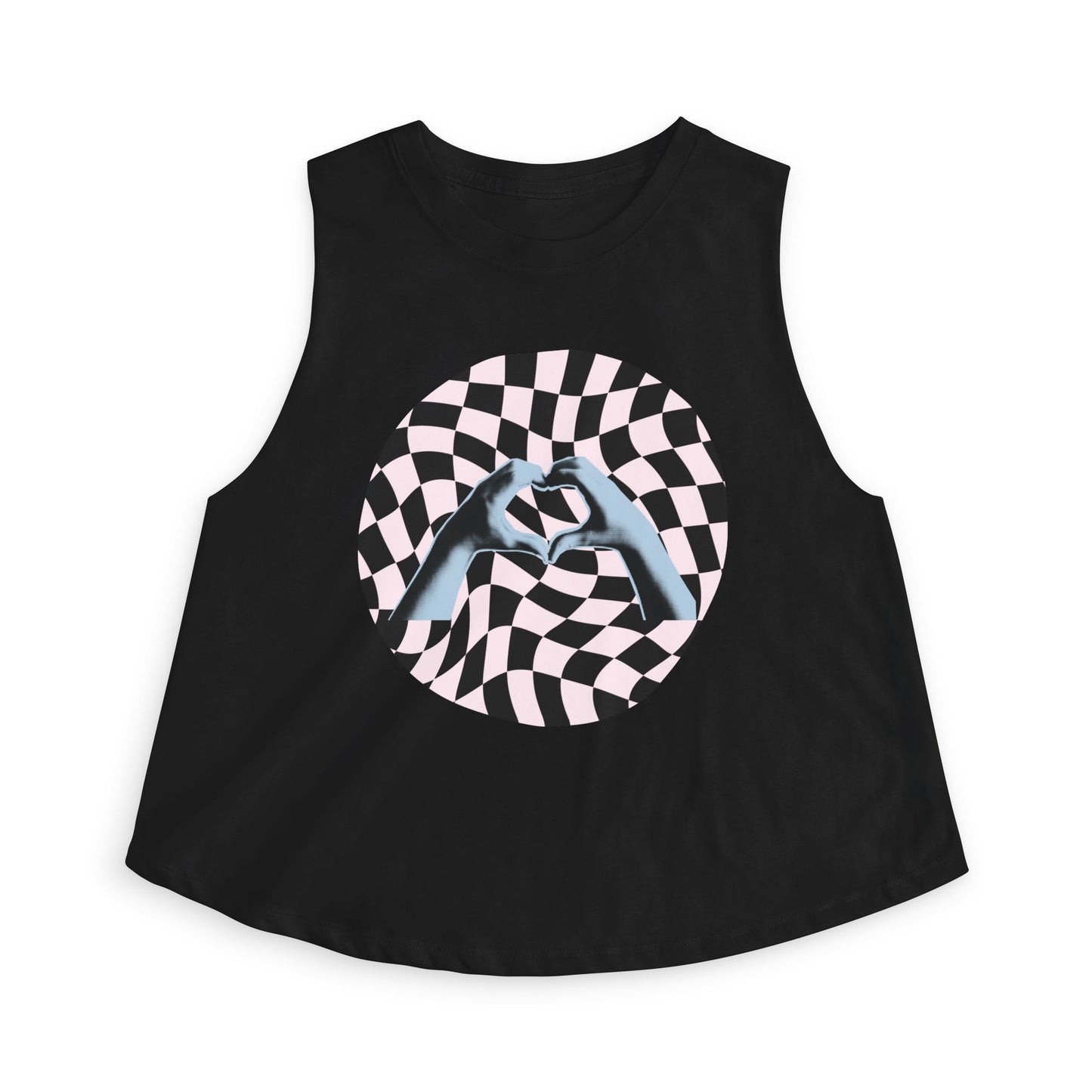 Heart Hands Retro Checkerboard- Crop Top