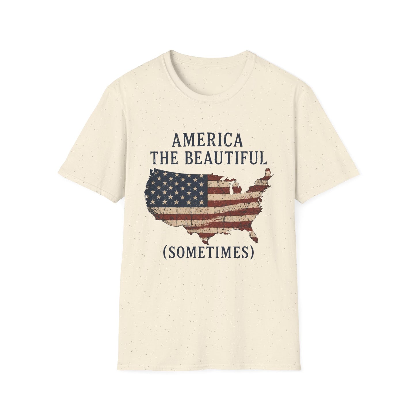 T-Shirt — "America the Beautiful (Sometimes)" Patriotic USA Flag Map Tee