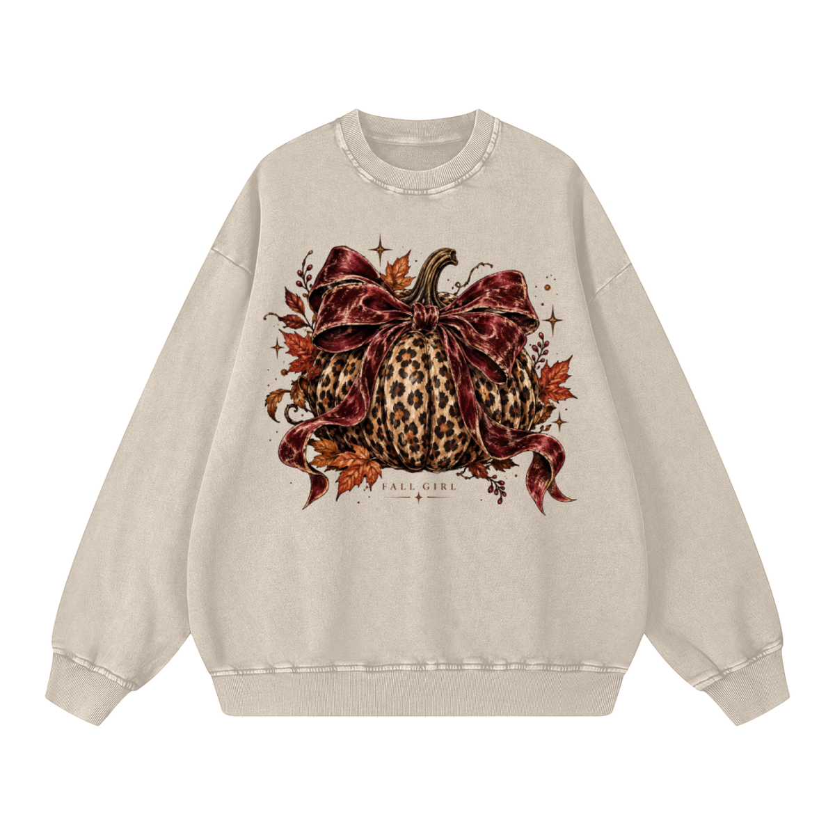 Fall Girl Leopard Pumpkin Oversized Sweatshirt
