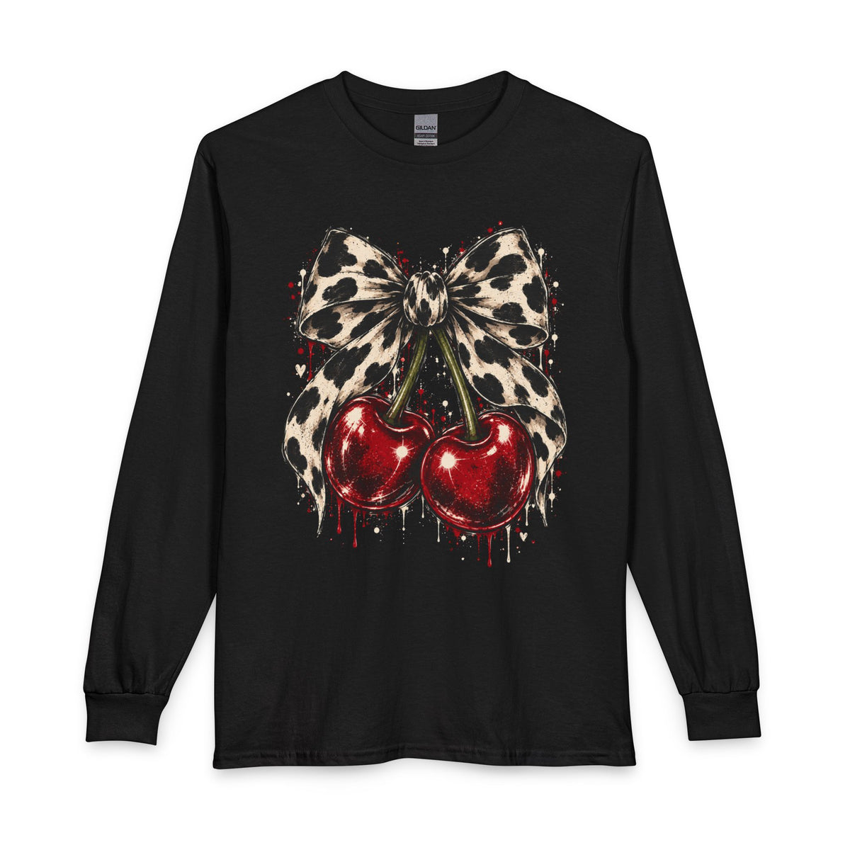 Cherry Bow // Leopard Print Long Sleeve
