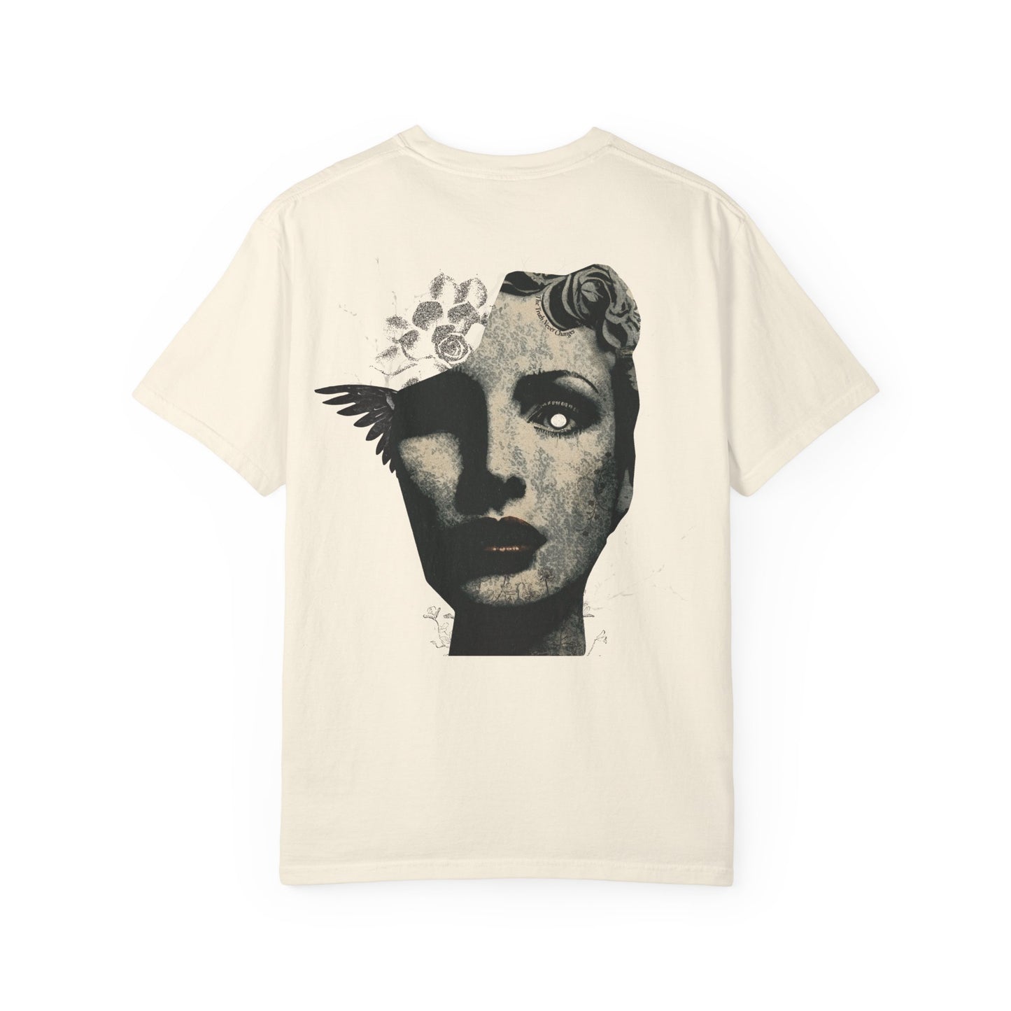 Observe Artistic Face Graphic T‑Shirt — Vintage Surreal Portrait Tee