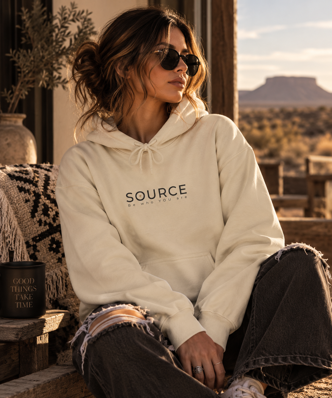 SOURCE. Hoodie — Be Who You Are | Ivory