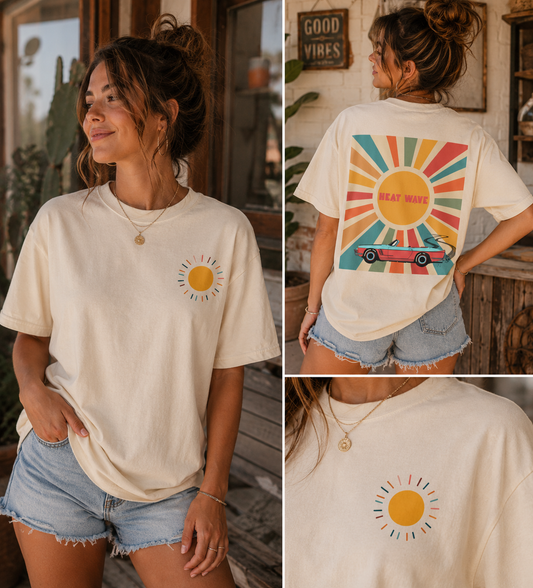Heat Wave Retro Sun Tee — Vintage Convertible Graphic T-Shirt